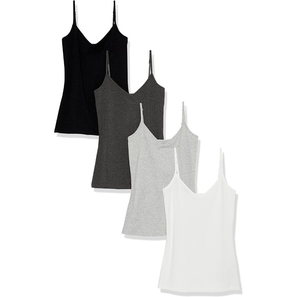 Women's Plus Size Knit V-Neck Layering Camis Pack of 4 Cotton Elastane